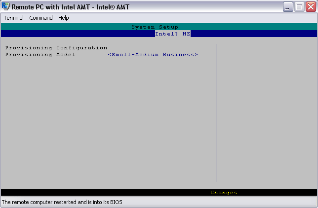 BIOS - Intel AMT Manageability Engine - Provision