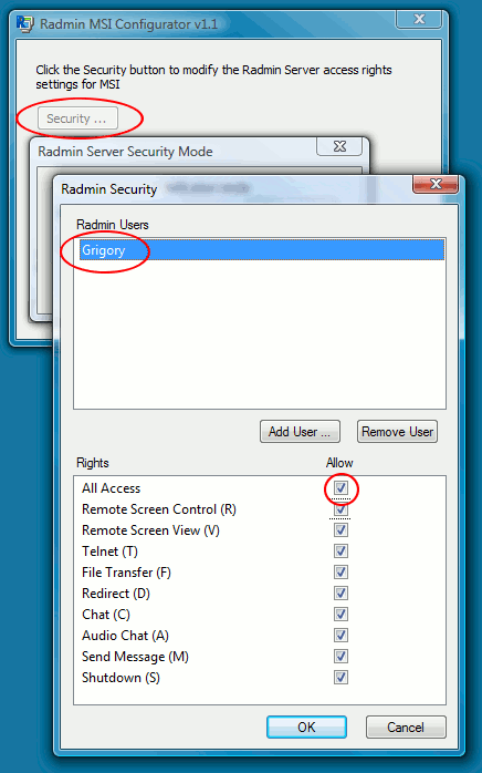 Configuring security